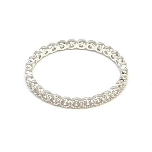Sterling silver CZ eternity band ring 8 - Picture 1 of 3